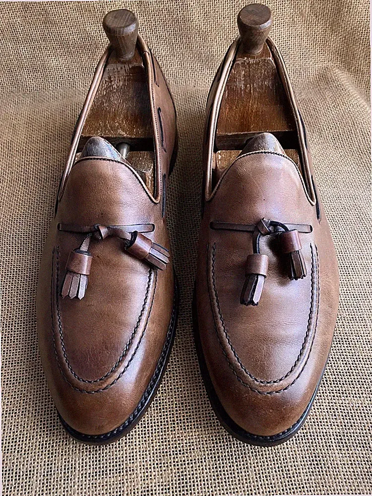 JOSEPH CHEANEY & SONS Harry braune Leder-Loafer mit Quasten Größe UK 9,5 F |...