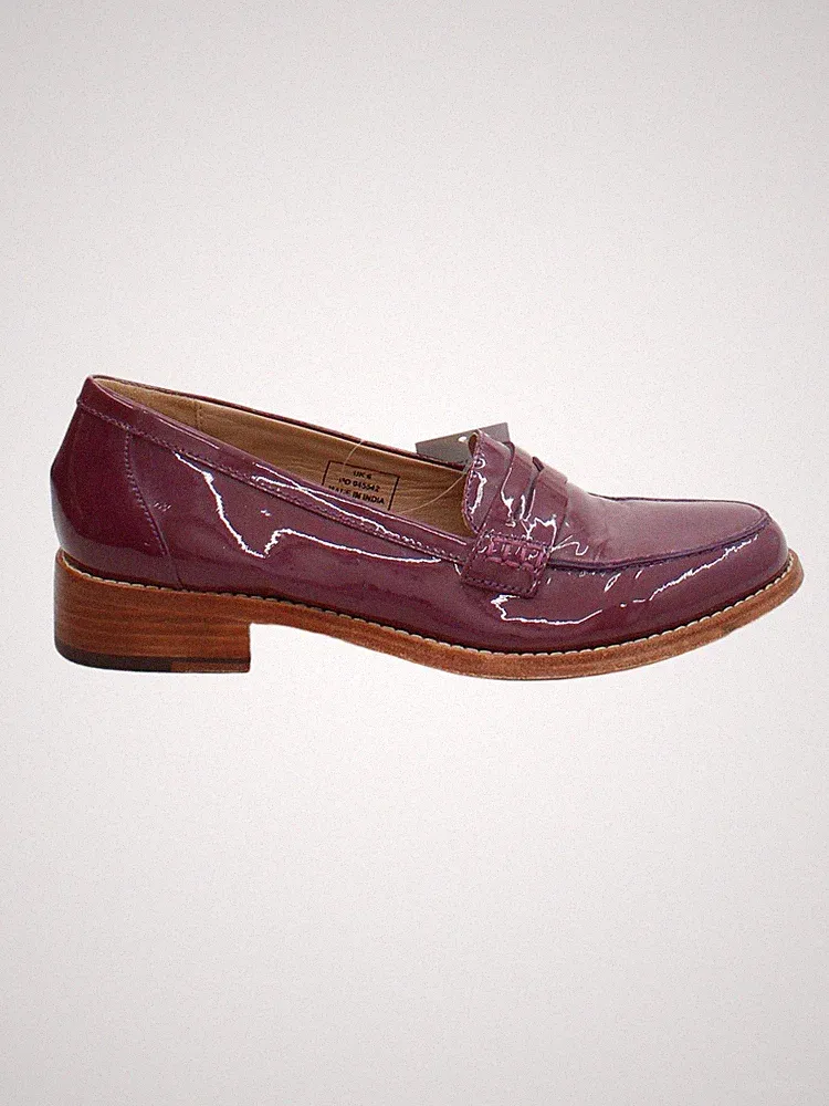 Joules flache Damenschuhe UK 6 lila 100 % Leder Halbschuh