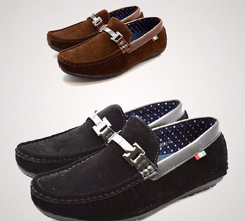 Jungen Halbschuh Kinder Mokassins Slipper Boot Deck Designer Schnalle Freizeit Elegant Schuhe