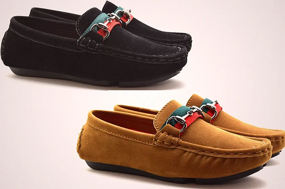 Jungen Kinder Halbschuhe Mokassins Slipper Designer Schnalle Freizeit Elegant Party Schuhe UK
