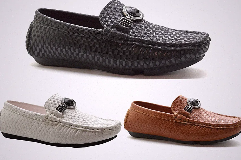 Jungen Kinder Halbschuhe Mokassins Slipper Schnalle geprägt Freizeit elegant Party Schuhe UK