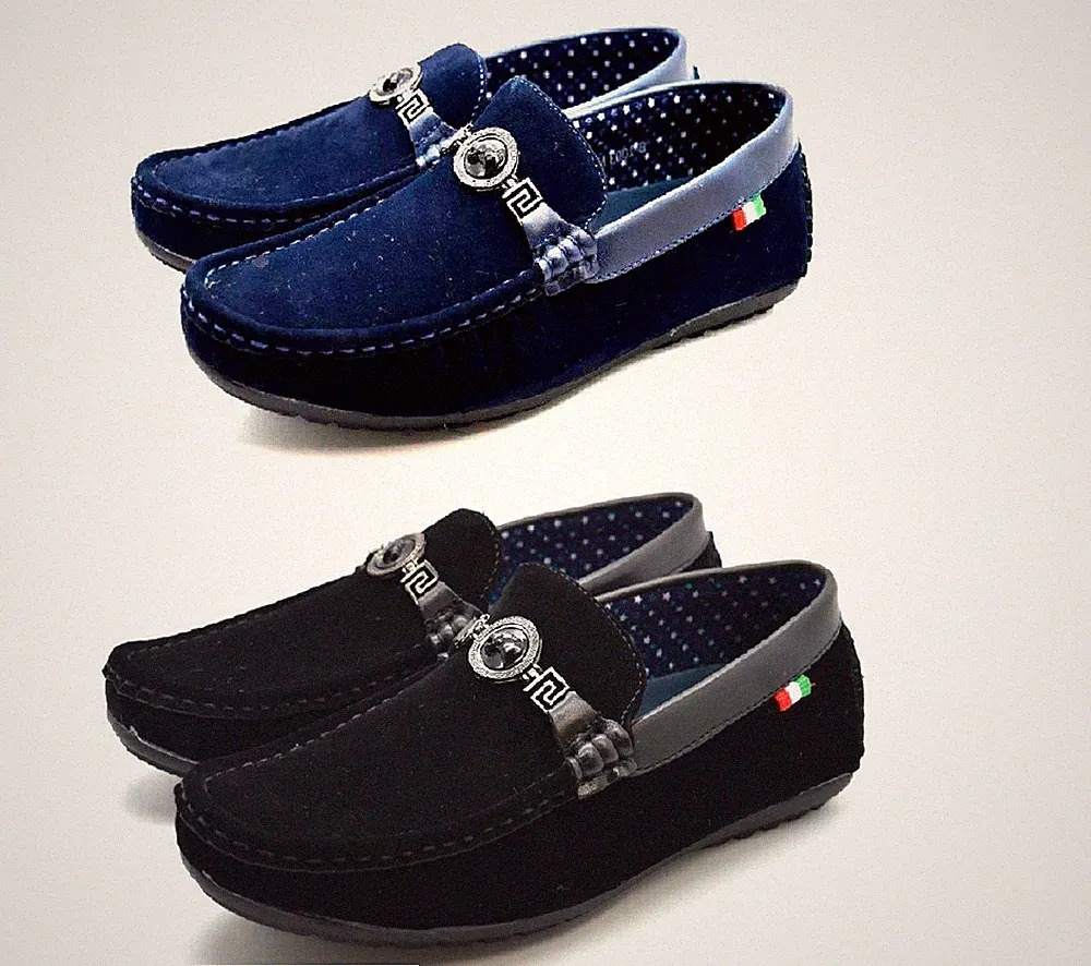 Jungen Mokassins Halbschuhe Slipper Boot Deck Schnalle Freizeit Party Elegant Kinder Schuhe UK