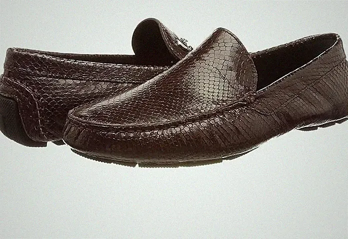 Just Cavalli Mokassins/Halbschuhe Driving - Made in Italy, Kalbsleder, Schlangenleder