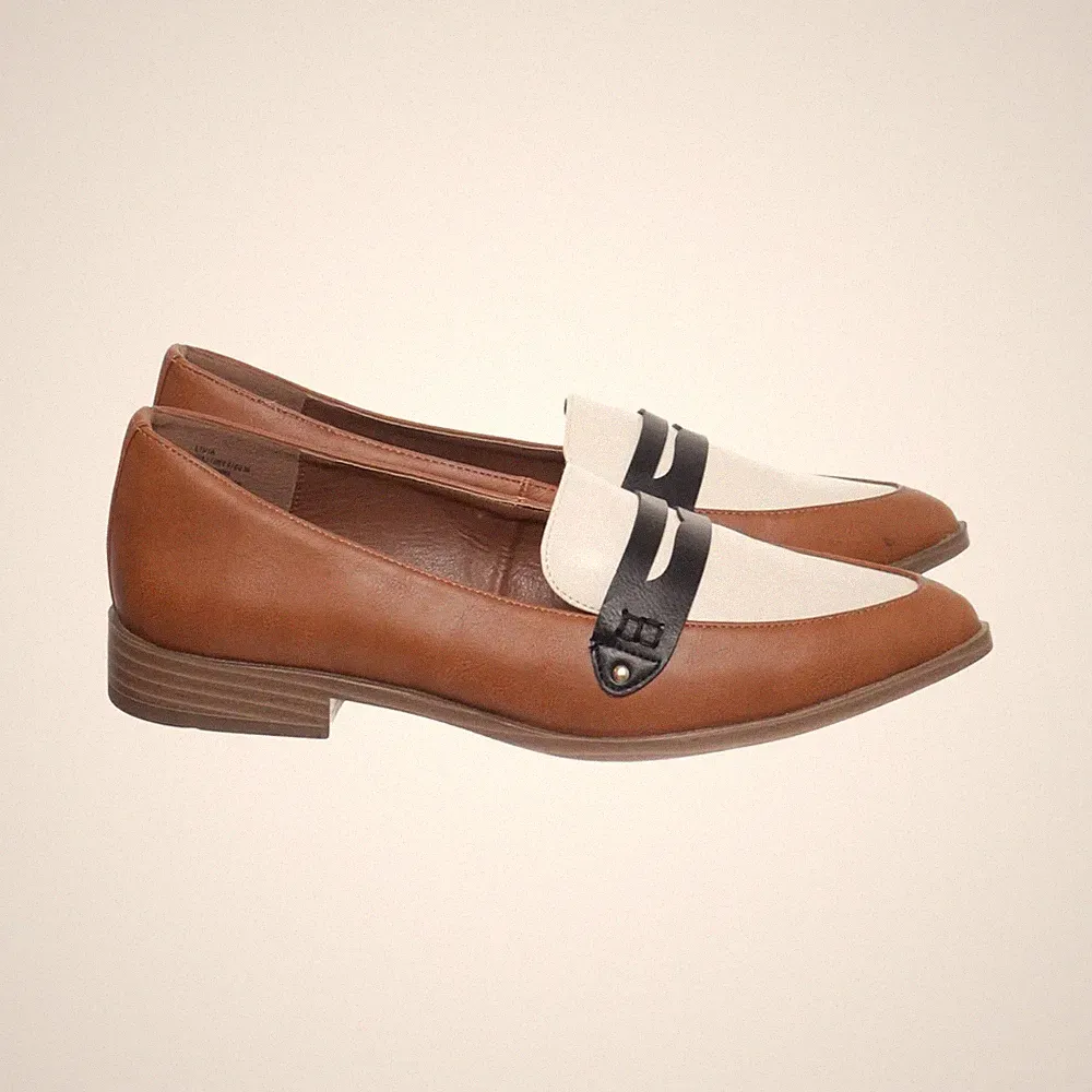 JustFab, Loafers, Größe: 39, model: livia, Polyurethan, Braun/Weiß/Schwarz #5mC