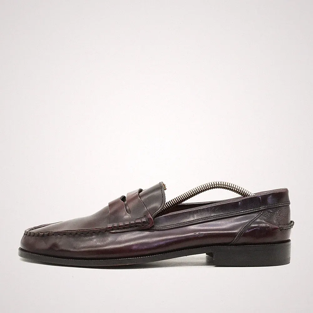 K Shoes Herren Slipper EU 44 Penny Loafer Burgund Echtleder Royal Warrant Holder