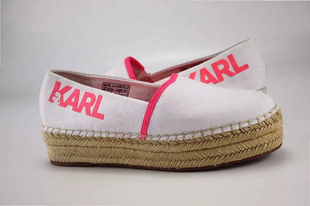 Karl Lagerfeld Gr.41 Damen Halbschuhe Slipper Loafers Weiß TOP P 749
