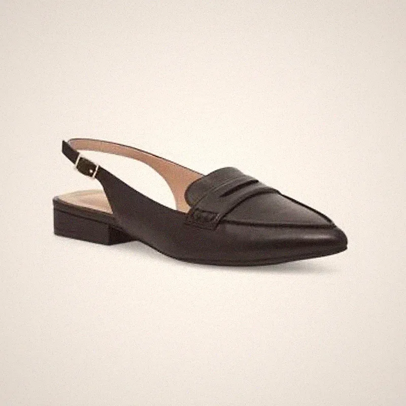 Kelly & Katie Damen Loafer 7 Schwarz Leder Copale Slingback Spitz