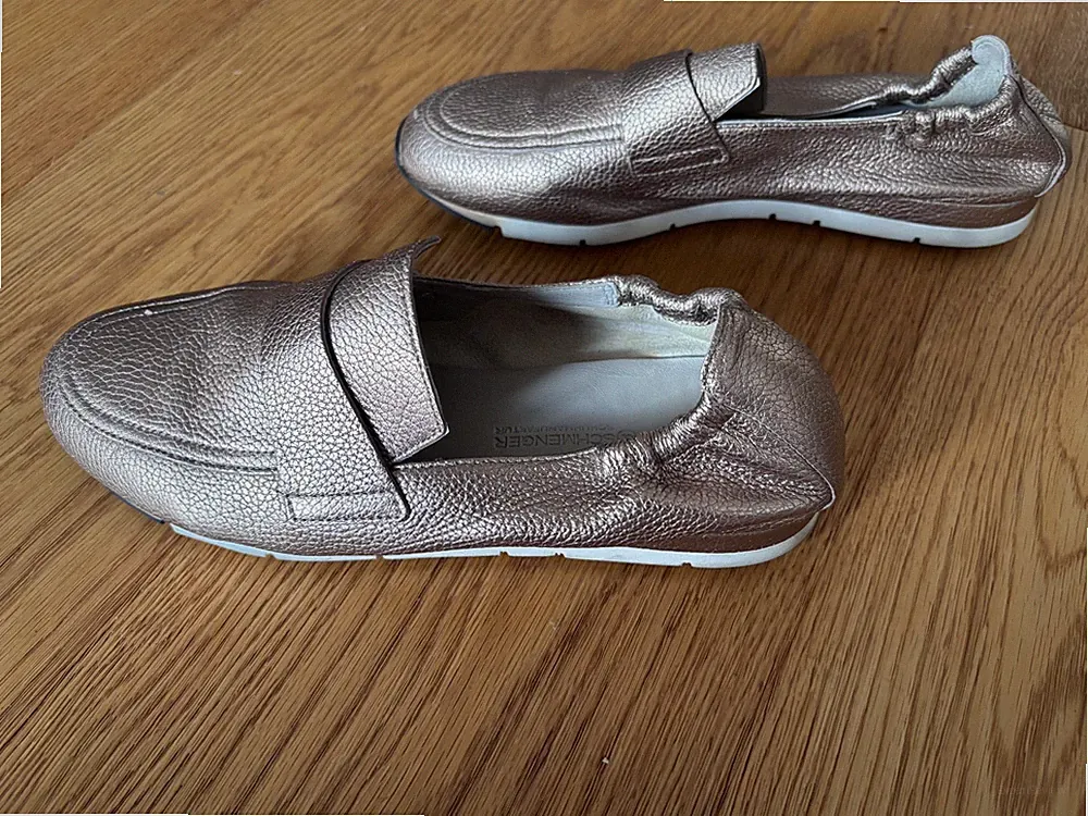 Kennel & Schmenger Damen Loafer Leder Metallic Gold Silber Gr. 38