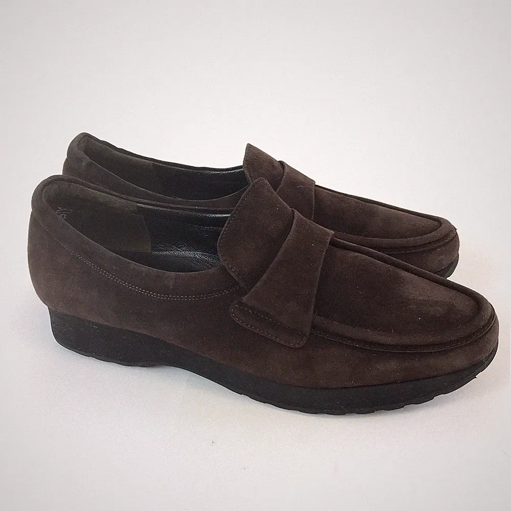 Kennel & Schmenger Gr. UK4 Braun Leder Wildleder Slipper Mokassin Halbschuhe Schuhe