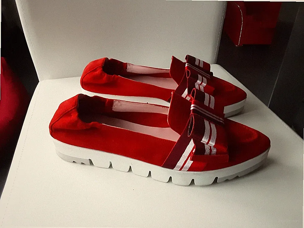 Kennel & Schmenger „Pia XL“ Leder Loafer Slipper Mokassin Rot Schleife Gr. 39