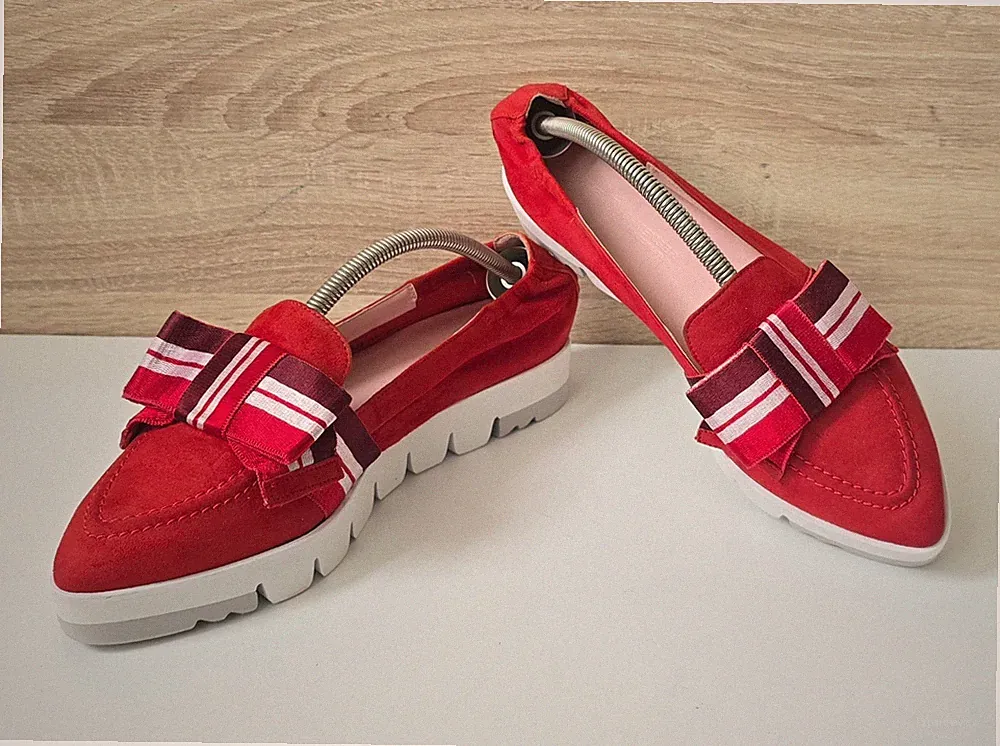 Kennel & Schmenger „Pia XL“ Leder Loafer Slipper Mokassin Rot Schleife Gr.40