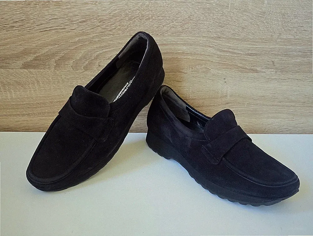 Kennel & Schmenger Wildleder Loafer Slipper Mokassin Schuhe Blau Gr. 6 = 39