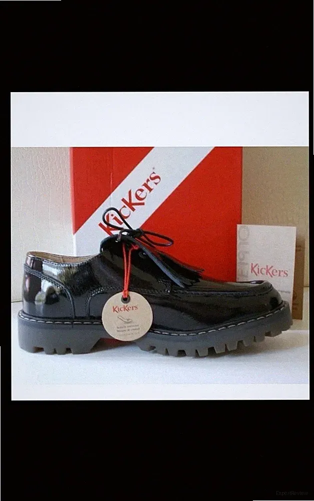 Kickers Decklow Damen schwarz lackiertes Leder, Schnürschuhe/Pony Halbschuhe N39 120€