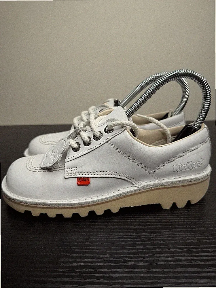 Kickers Kick Lo Weiß Leder Schuhe UK 3 EU 36 Brandneu