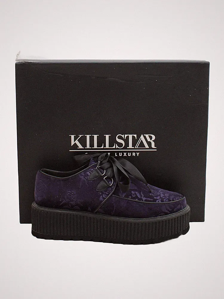 Killstar Herrenschuhe UK 8 Lila Geblümt 100% Polyester Halbschuh