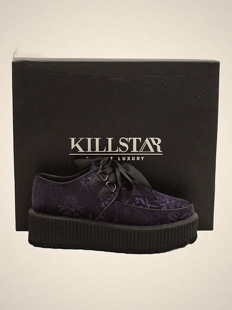 Killstar Herrenschuhe UK 8 Lila Geblümt 100% Polyester Halbschuh