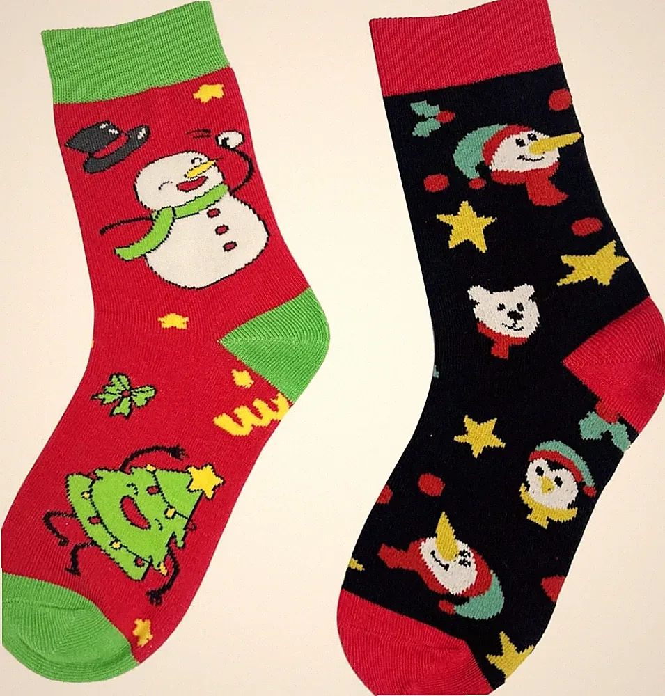Kinder Weihnachtssocken Paar（2er Set）, Weihnachtsmann Socken Christkind Socken