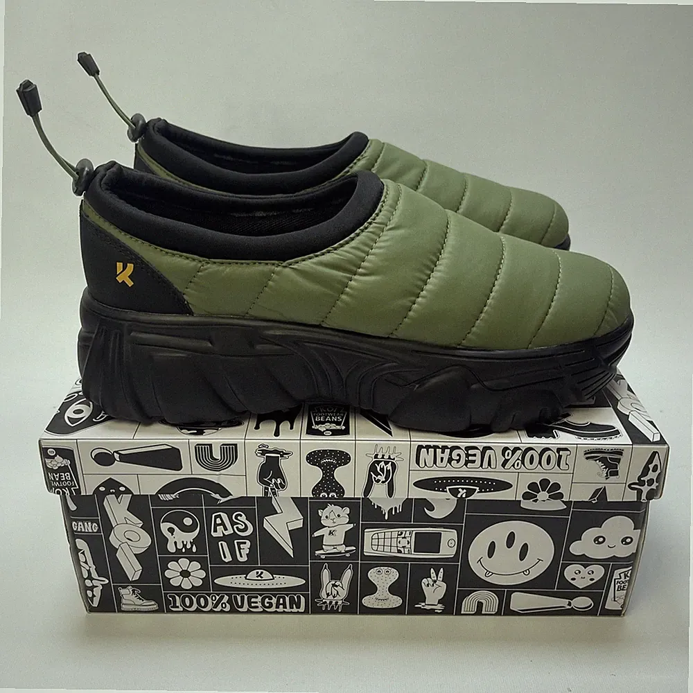 KOI Imitator Puffer Shoes Khaki Green Platform Men 13 US UK 12 Chunky Vegan