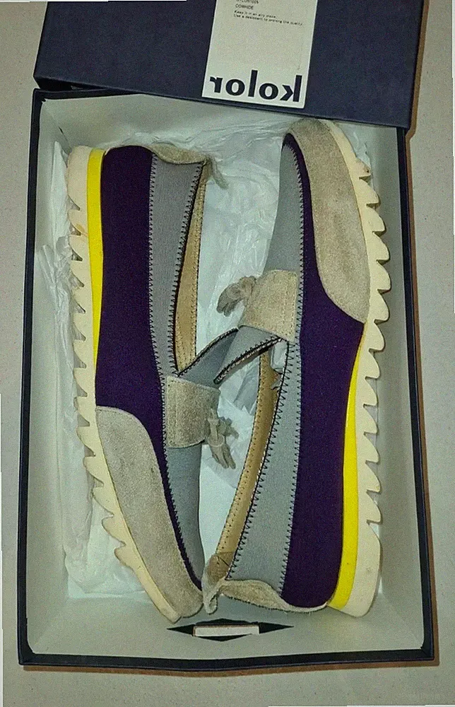 KOLOR Japan Suede & Neoprene Tasseled Loafers Slippers Mokassins Designer Schuhe