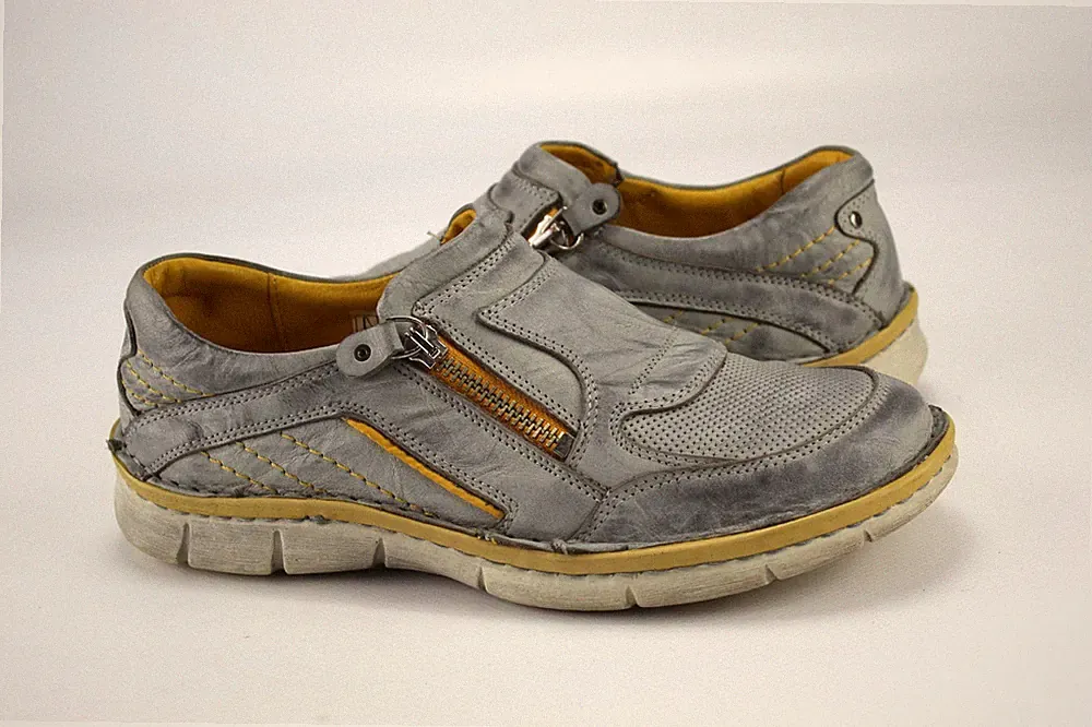 Krisbut Gr.38 Damen Halbschuhe Slipper Sneaker Loafers Leder Grau TOP P 400