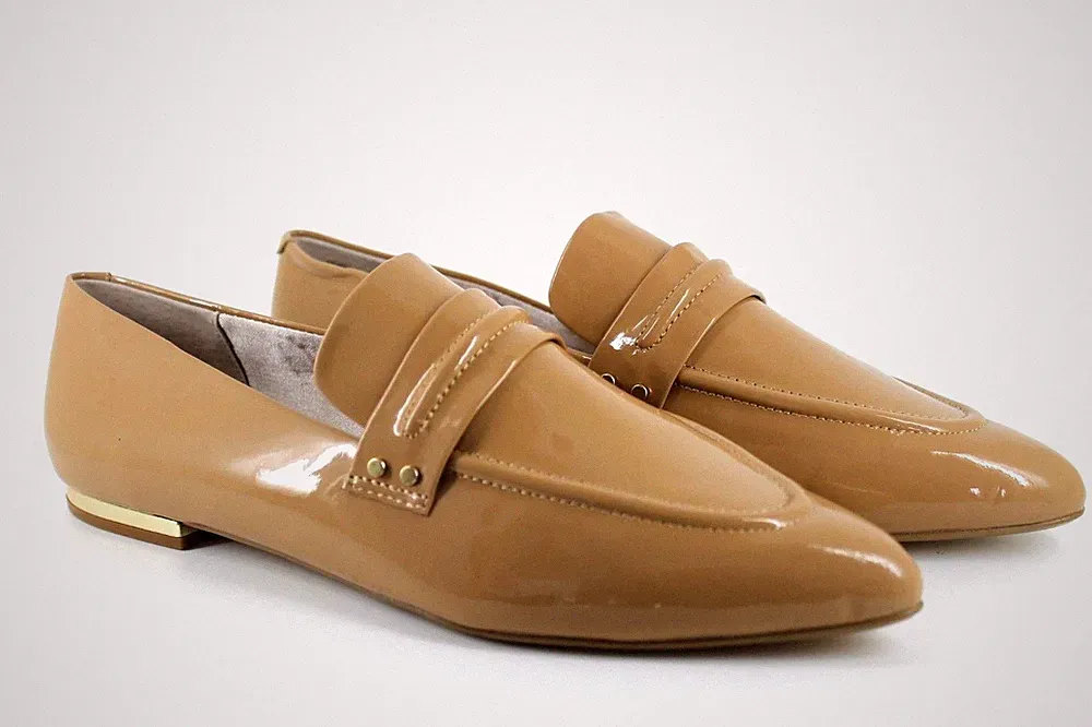 Kurt Geiger Kilma Damen UK 7 EU 40 Camel Lackleder Loafer Schuhe - Defekt