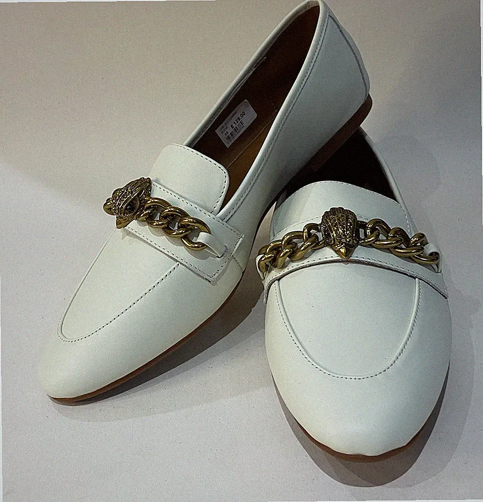 Kurt Geiger London Elfenbein Anlass Leder Chelsea Halbschuhe UK 7 (40) UVP 129£
