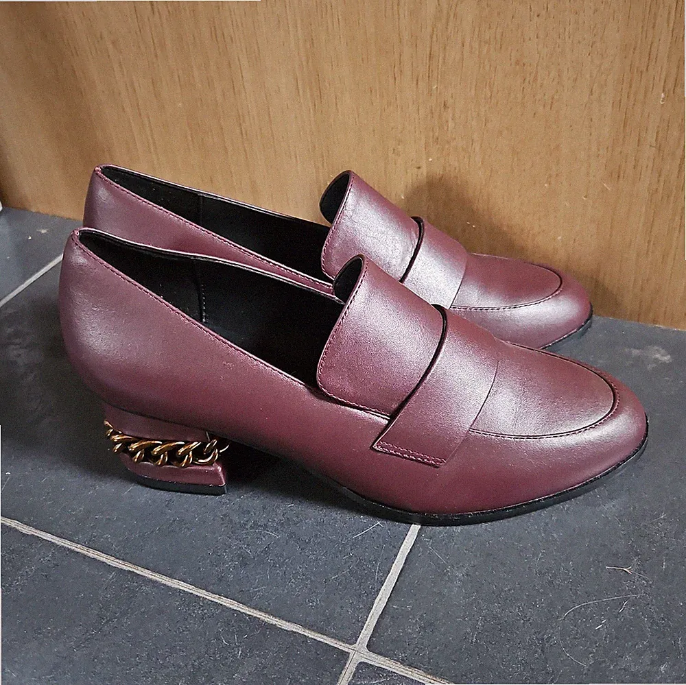 Kurt Geiger Raquel Damen weinrot Block Loafer Blockabsatz Courts Gr. UK 4 37 - sehr guter Zustand