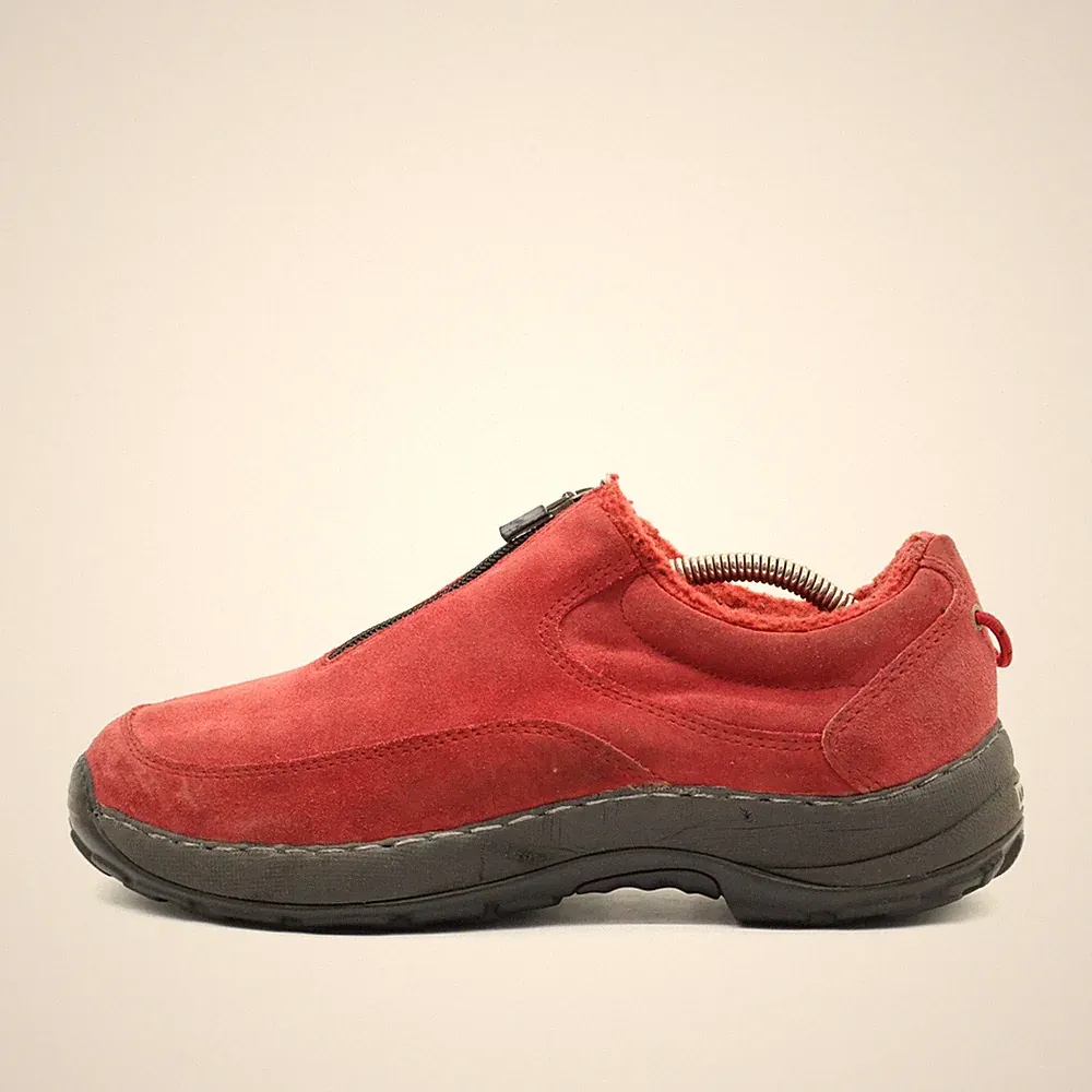 L.L. Bean Damen Loafer EU 40 Rot Wildleder Niedrig Reißverschluss Freizeit