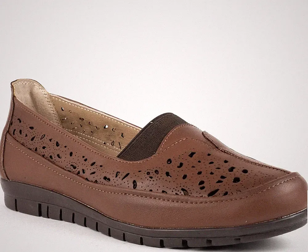 La Conte Damen Braune Keilabsatz Loafer Freizeit LAC6029-25112