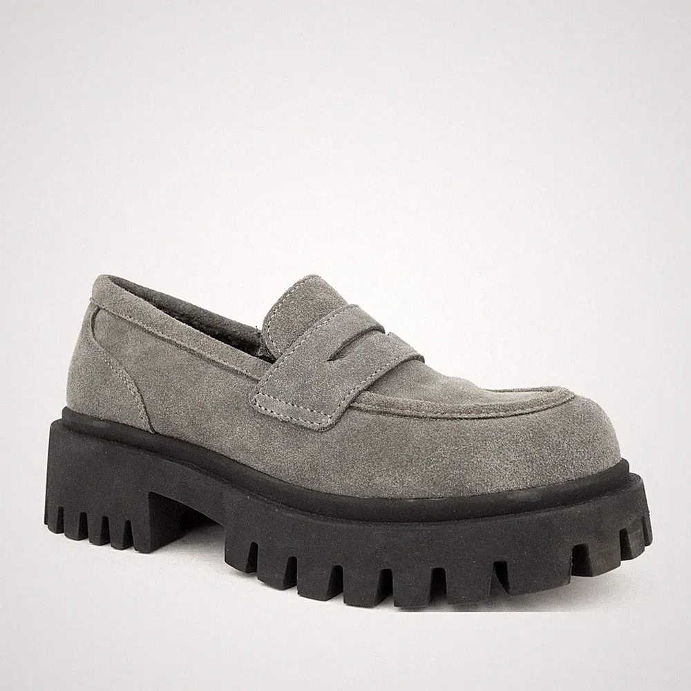 La Conte Damen Graue Wildleder Loafer Freizeit LAC6034-25211LGRY