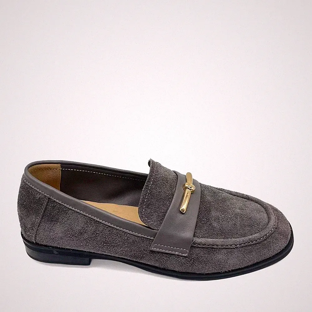 La Conte Damen Graue Wildleder Loafer Freizeit LAC6590-26106GREY