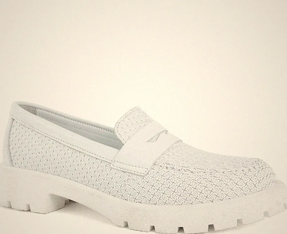La Conte Damen Weiße Leder Loafer Freizeit LAC6030-25107