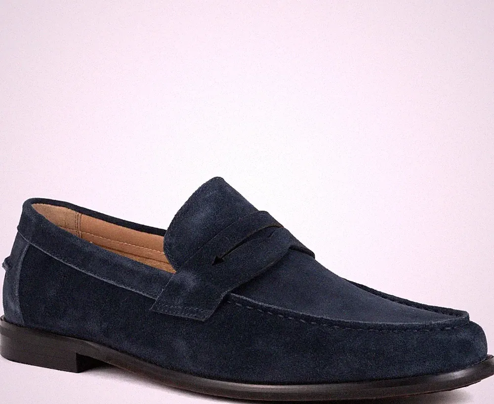La Conte Herren Blaue Leder Loafer Freizeit LAC3969-20316