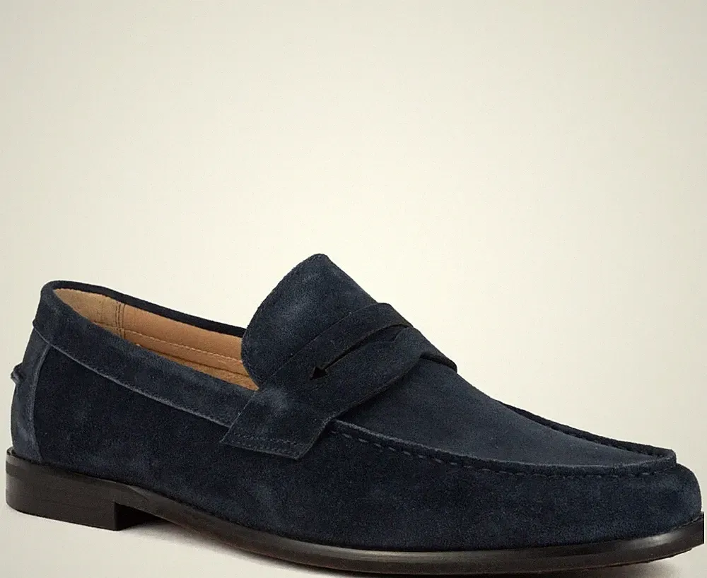 La Conte Herren Blaue Leder Loafer Freizeit LAC3969-20316
