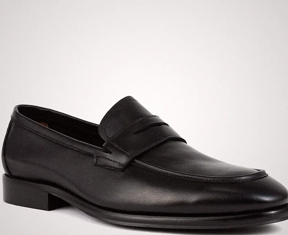 La Conte Herren Schwarze Leder Loafer Freizeit LAC3969-20315
