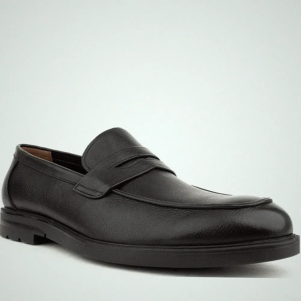 La Conte Herren Schwarze Leder Loafer Freizeit LAC3969-20329