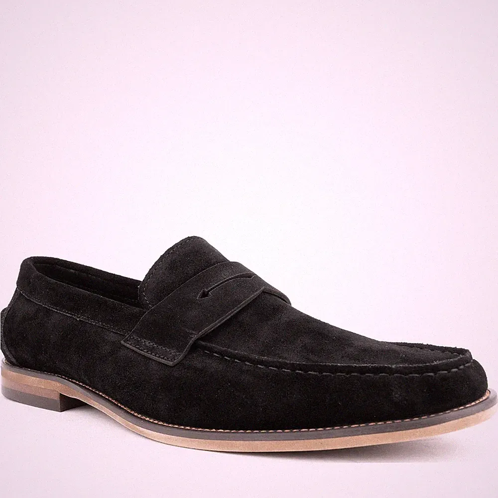 La Conte Herren Schwarze Wildleder Loafer Freizeit LAC3969-20328
