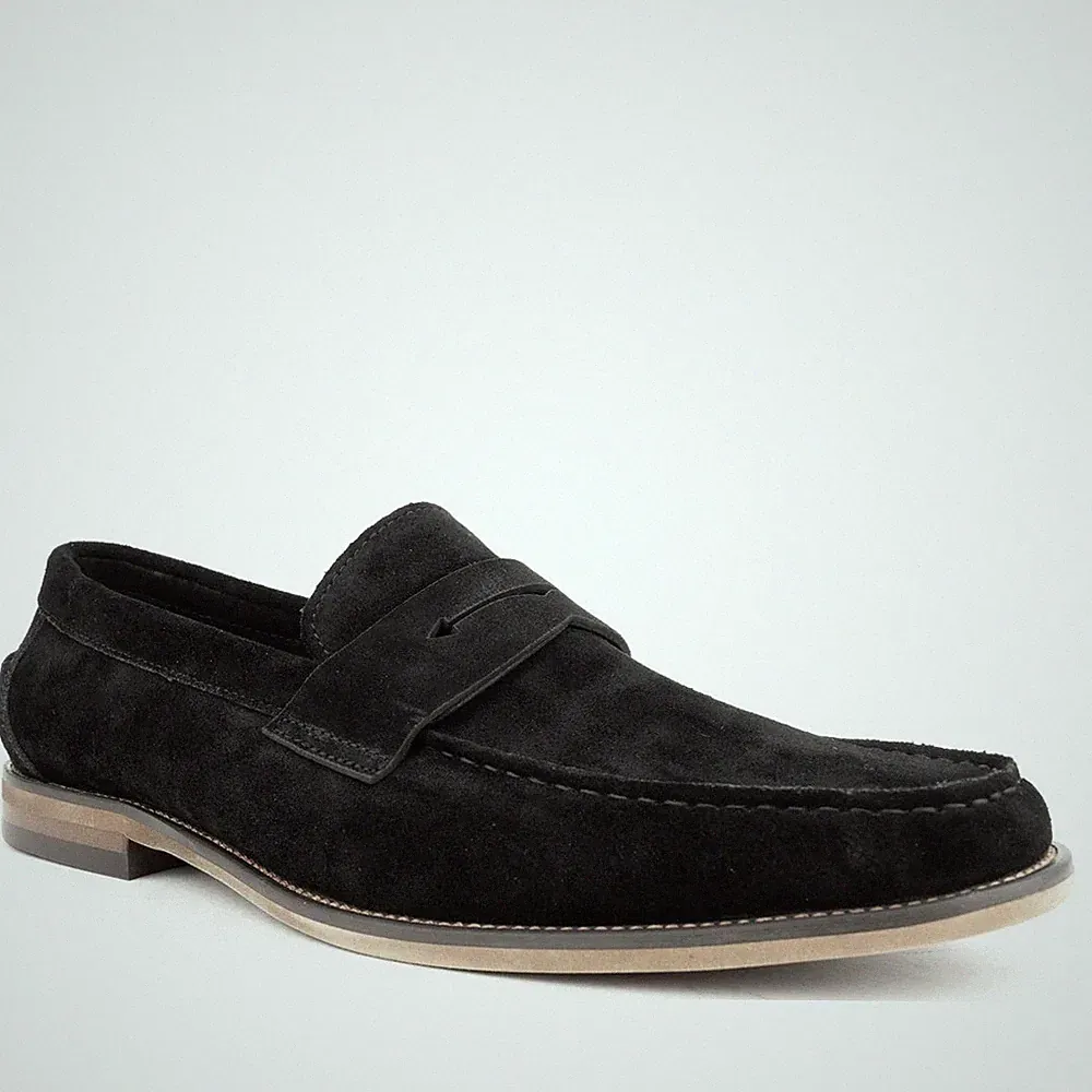 La Conte Herren Schwarze Wildleder Loafer Freizeit LAC3969-20328