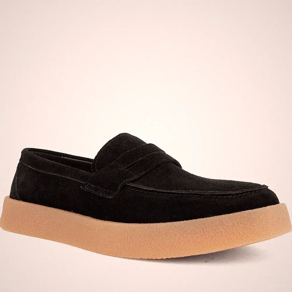 La Conte Herren Schwarze Wildleder Loafer Freizeit LAC3969-20334