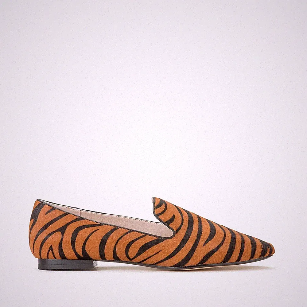 La Redoute braune Wildleder-Halbschuhe mit Zebramuster UK 5 EU 38 Slipper Animal UVP 99£.
