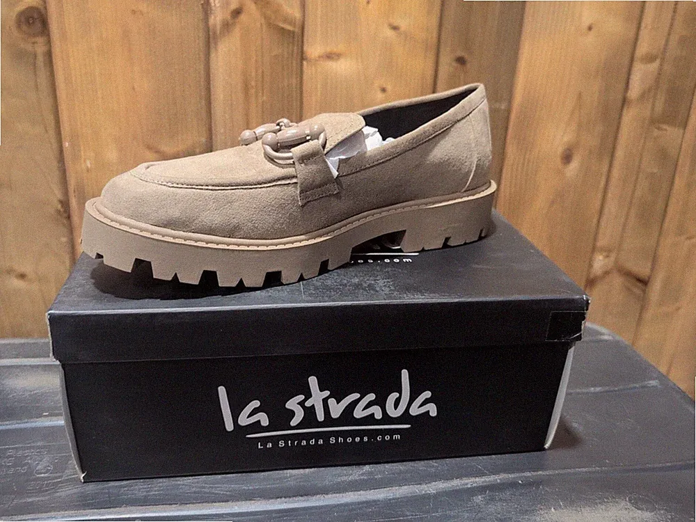 La Strada Loafer Damen Größe 36 Grey Micro Slipper NEU OVP