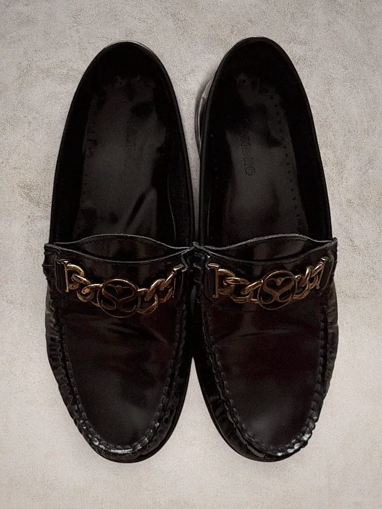 Lackleder Halbschuhe - Sandro - Goldkette Detail - Größe 38 - Old Money