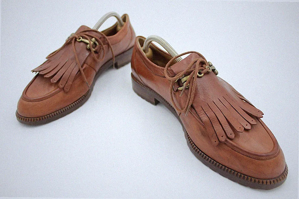 Ladystar Slipper Loafer Tassel Fransen Halbschuh Slip-On Braun Leder Gr. 43