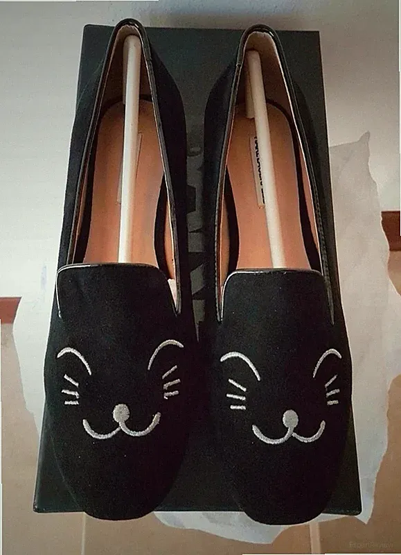 Lagerfeld Halbschuhe schwarz Ballerinas Cat Loafers Goth Preppy elegant Büro