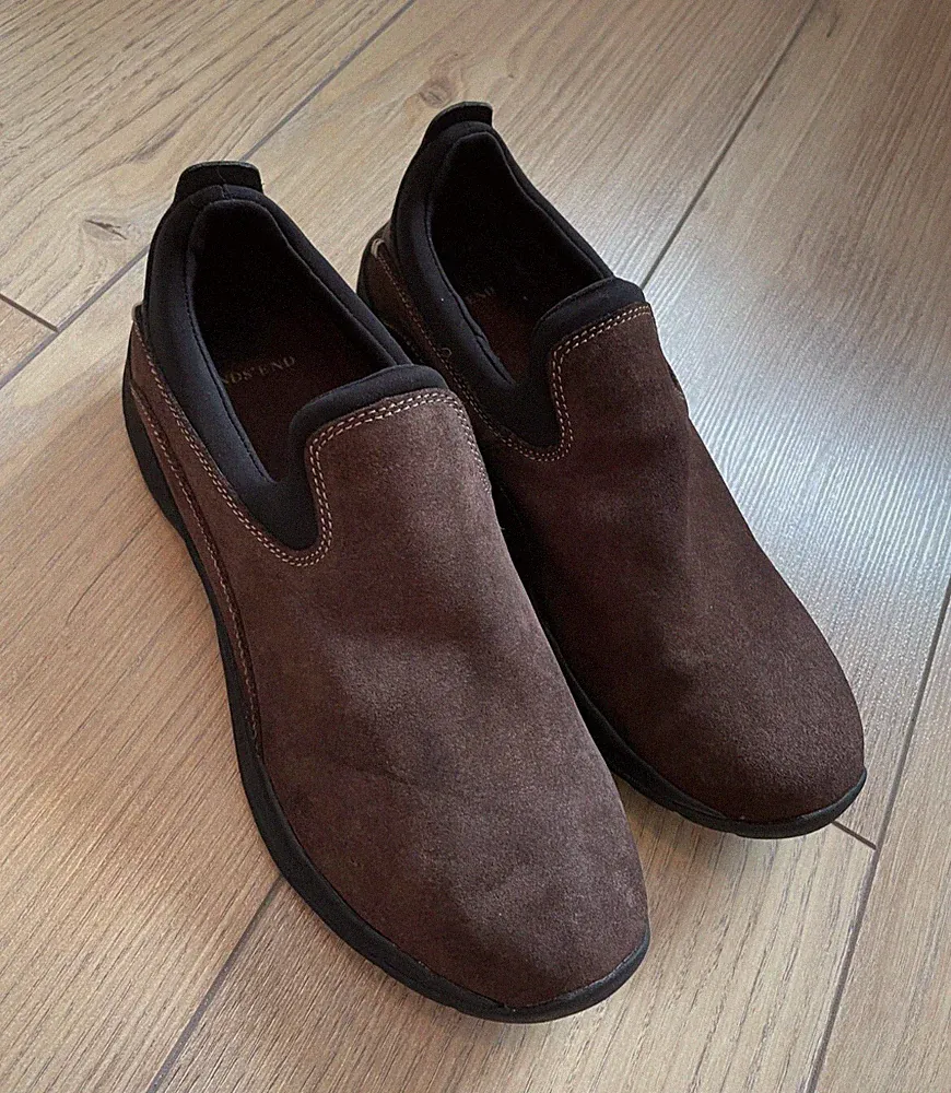 Lands End Veloursleder Loafer Gr. 42 Herrenschuhe dunkelbraun Sommer edel
