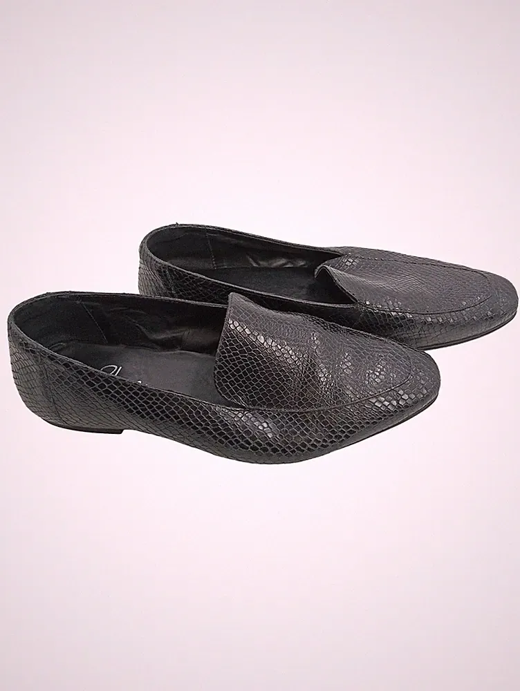 LaShoe Damen Loafer Slipper Schlangenlederoptik Schwarz Gr. 41