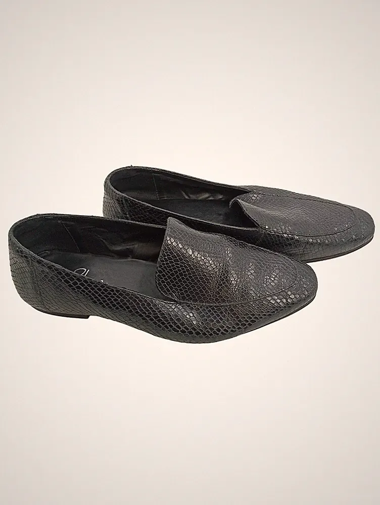 LaShoe Damen Loafer Slipper Schlangenlederoptik Schwarz Gr. 41