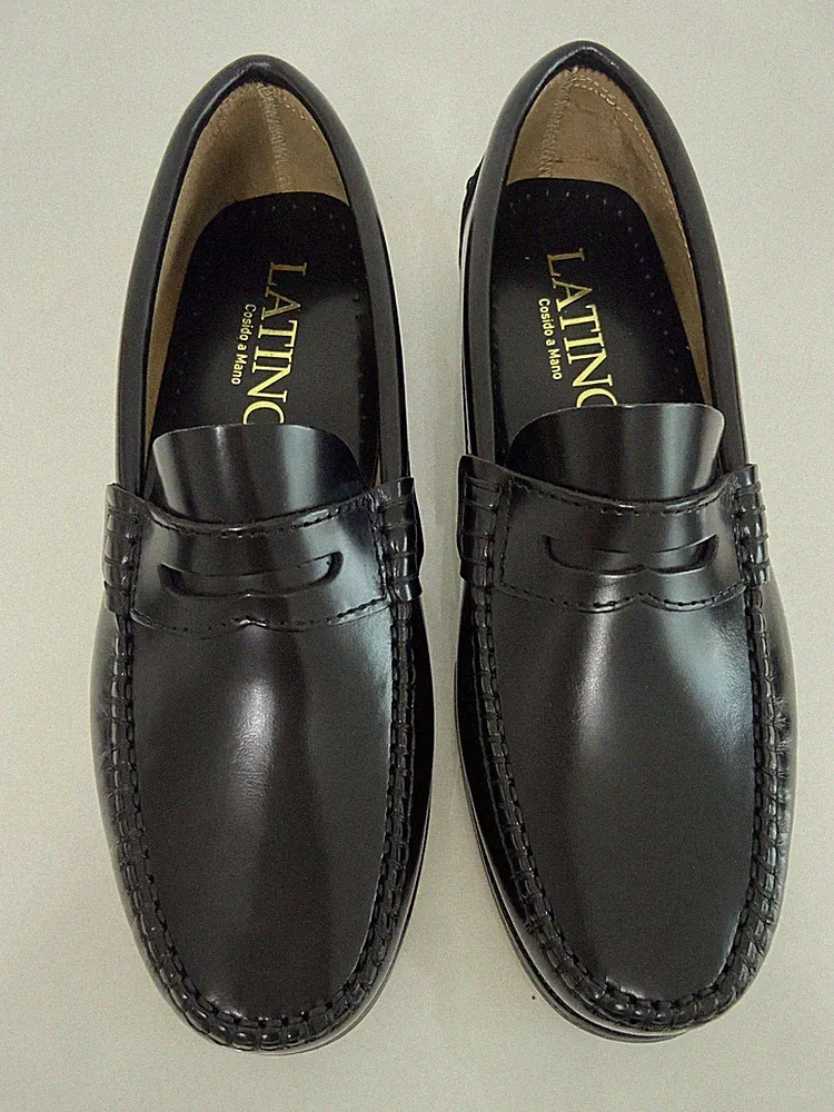 Latino Damen Slipper/Loafer Slip-On Leder schwarz EU 38