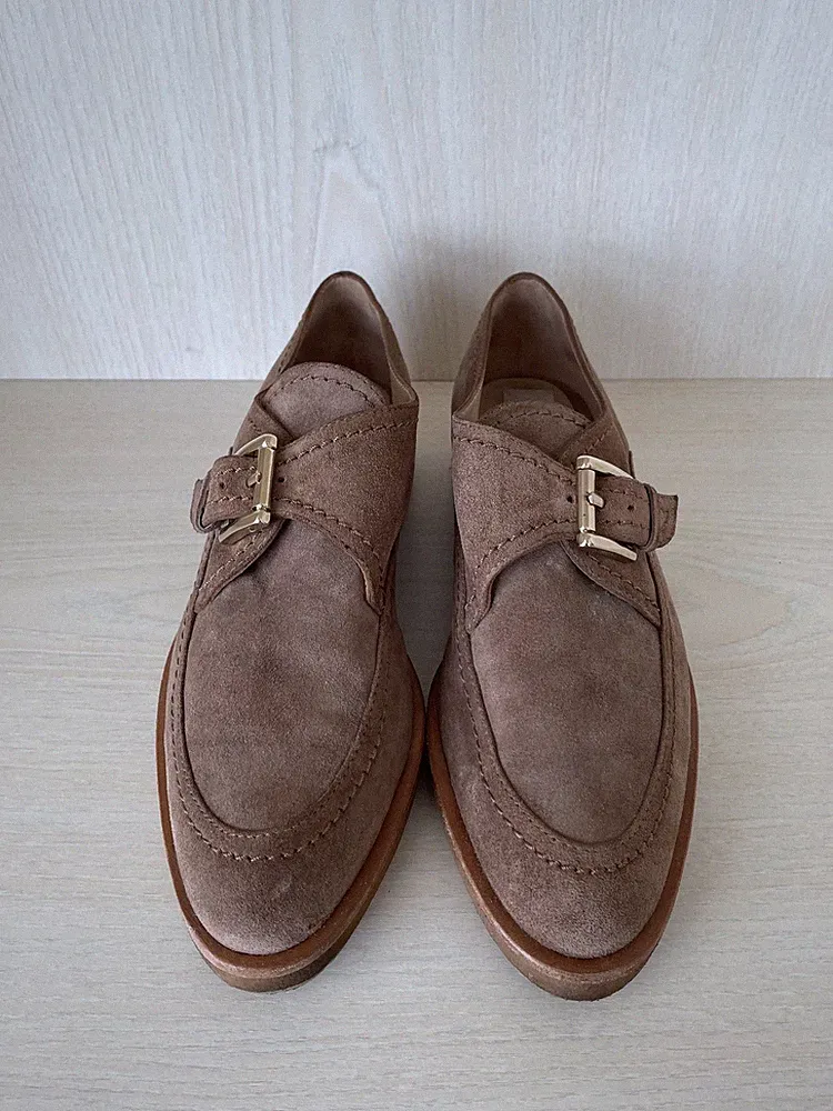 Latouche Classic Loafer Veloursleder Beige Schnalle EU 37 Sehr Gut