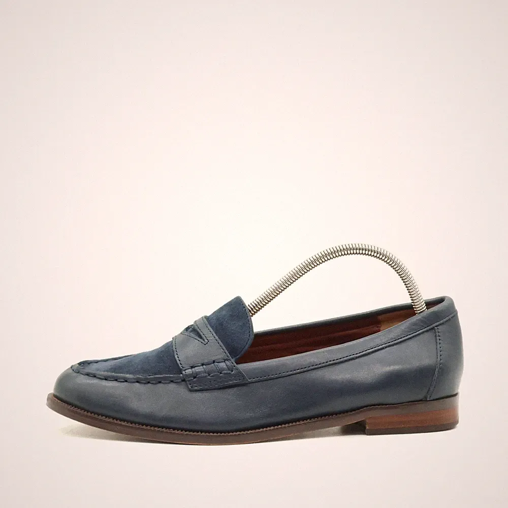 Lauren Ralph Damen Loafer EU 36,5 Barrett blau Rindsleder, Ziegenvelours